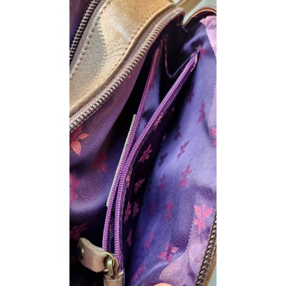 Anuschka Twin Top Wallet Wrislet Organizer Makeup Bag Tooled Waves Small Purse - Picture 10 of 16